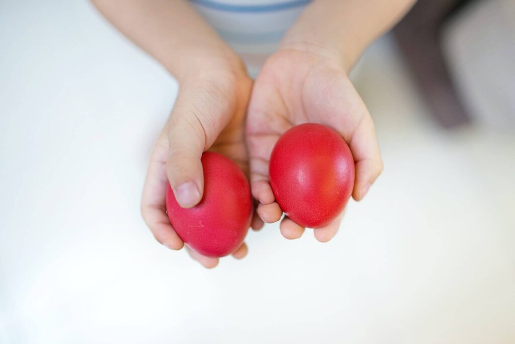 Traditional Greek Orthodox Red Dyed Easter Eggs